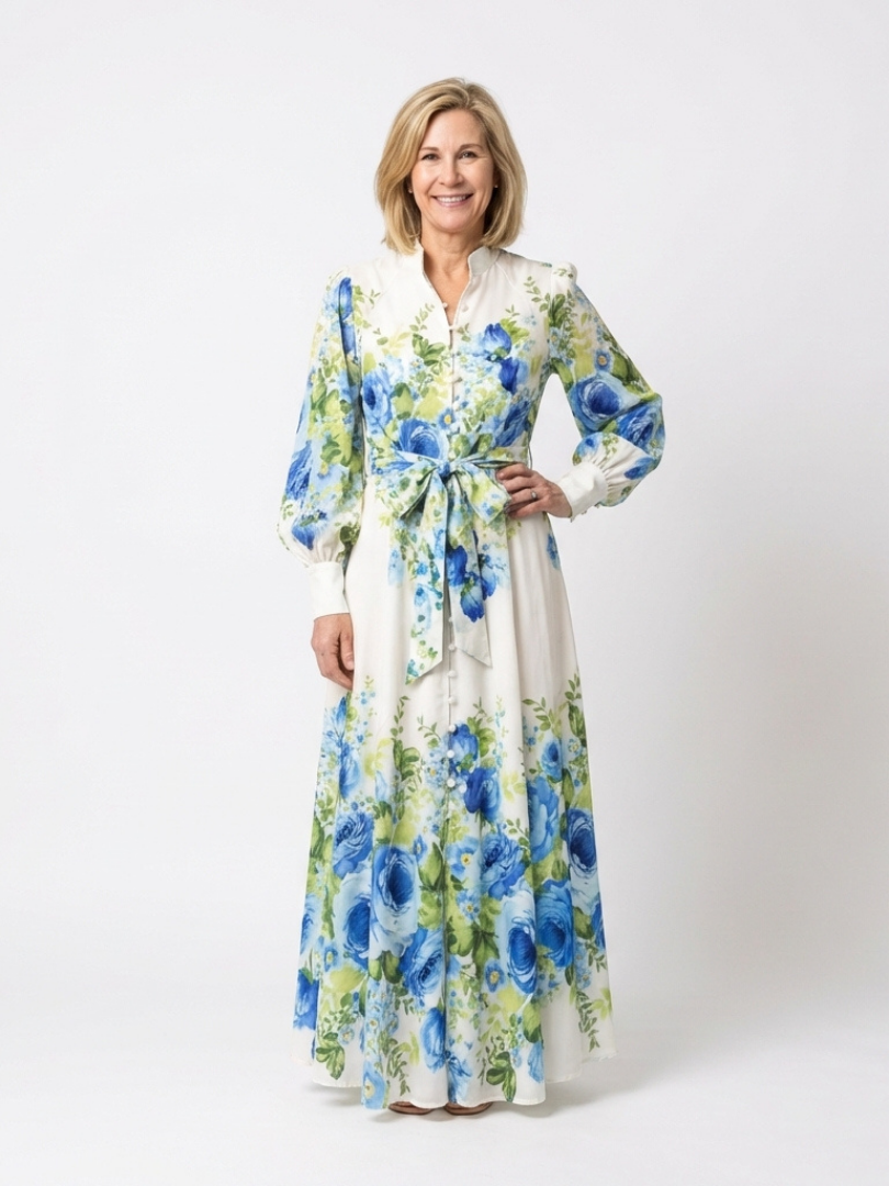 VOREALO | Vestido Largo Lazo Floral < Nora >