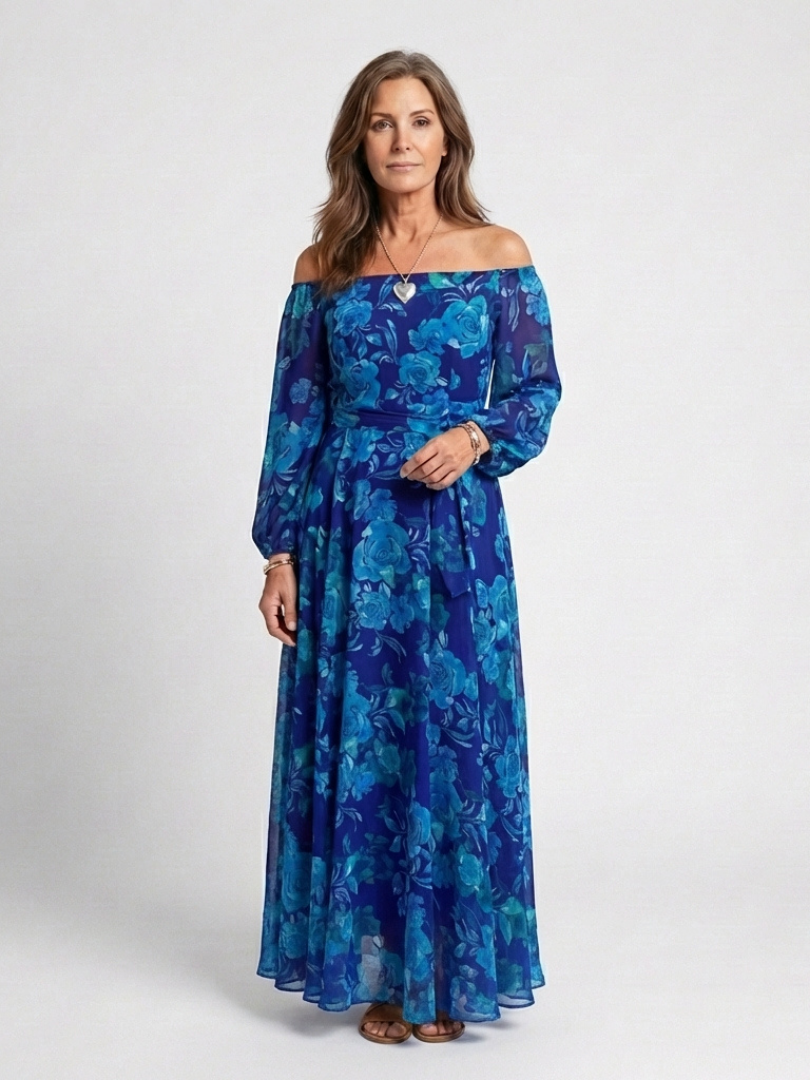 VOREALO | Vestido Largo Floral Azul < Ana >