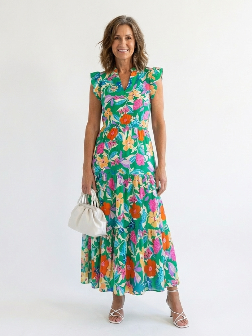 VOREALO | Vestido Largo Estampado Floral < Lila >