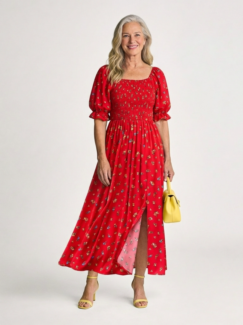 VOREALO | Vestido Largo Puntos de Flores < Celia >