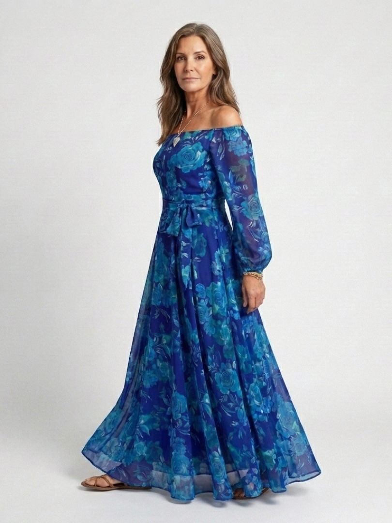 VOREALO | Vestido Largo Floral Azul < Ana >