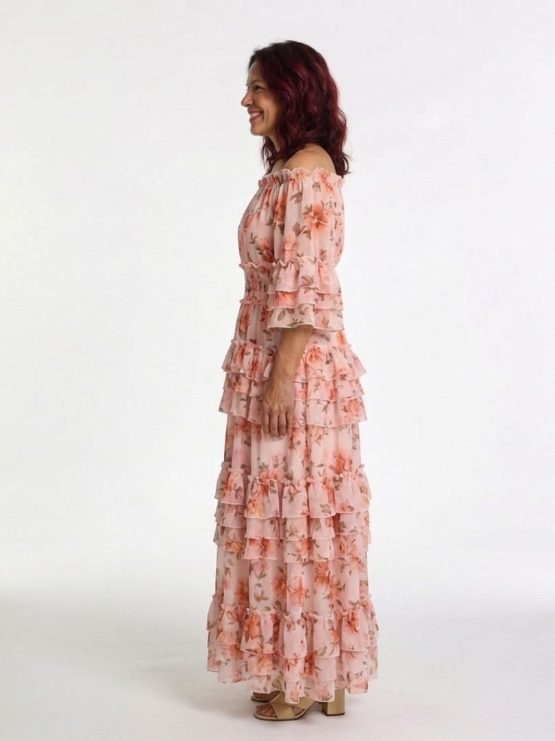VOREALO | Vestido Largo Volantes Floral < Rosalía >