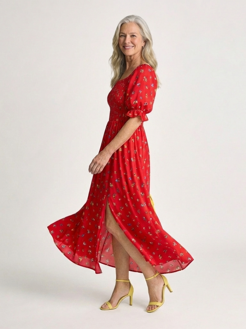 VOREALO | Vestido Largo Puntos de Flores < Celia >