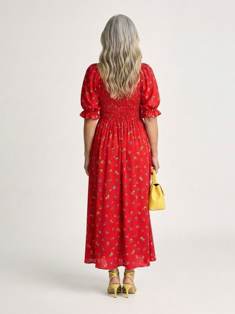 VOREALO | Vestido Largo Puntos de Flores < Celia >