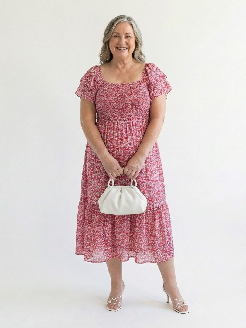VOREALO | Vestido Floral Hombros Descubiertos < Celeste >