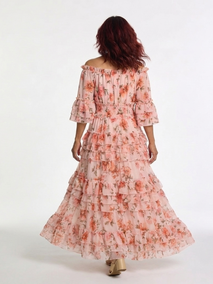 VOREALO | Vestido Largo Volantes Floral < Rosalía >