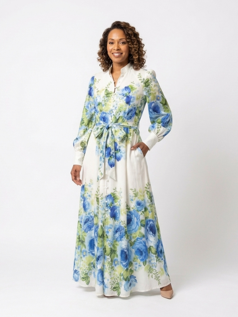VOREALO | Vestido Largo Lazo Floral < Nora >