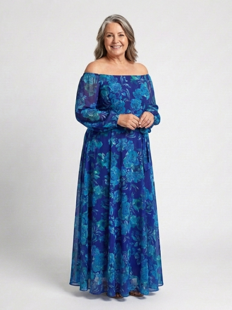 VOREALO | Vestido Largo Floral Azul < Ana >