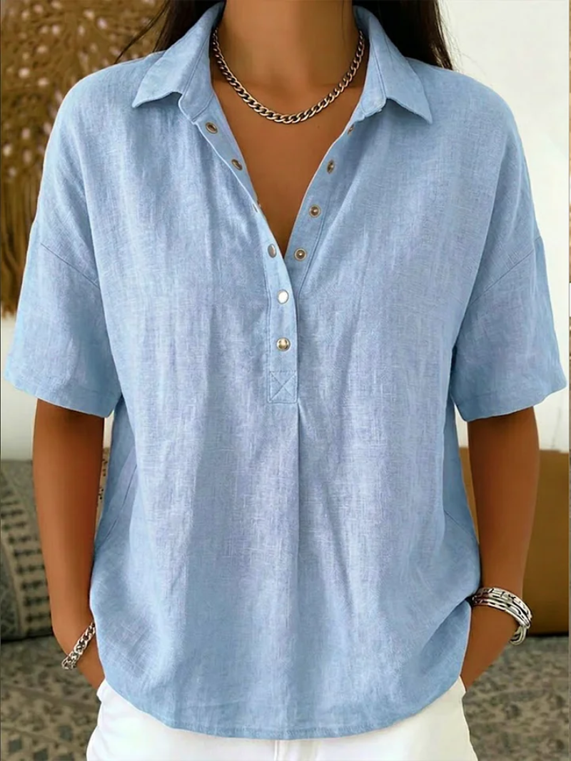VOREALO | Blusa con cuello y botones < Willow >