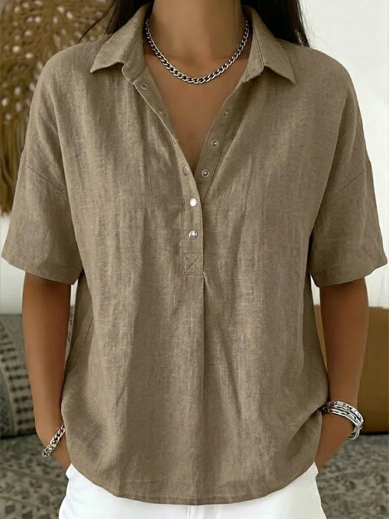 VOREALO | Blusa con cuello y botones < Willow >