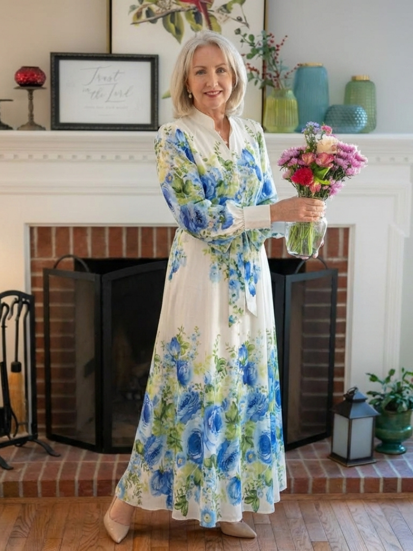 VOREALO | Vestido Largo Lazo Floral < Nora >