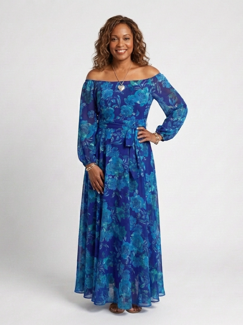 VOREALO | Vestido Largo Floral Azul < Ana >