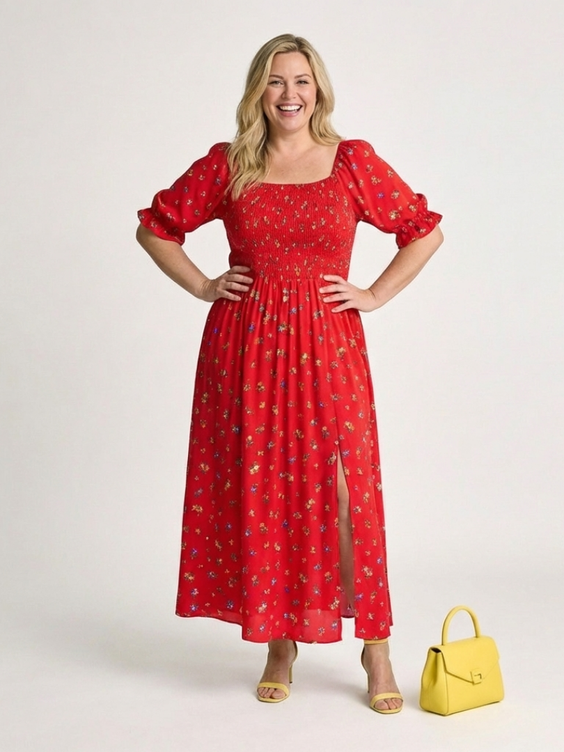 VOREALO | Vestido Largo Puntos de Flores < Celia >