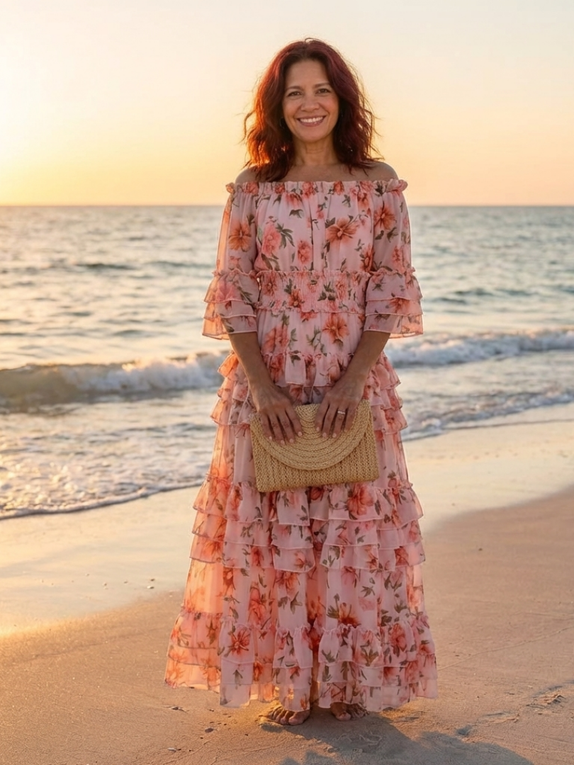 VOREALO | Vestido Largo Volantes Floral < Rosalía >