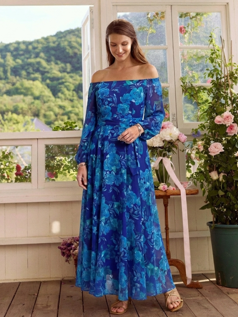 VOREALO | Vestido Largo Floral Azul < Ana >