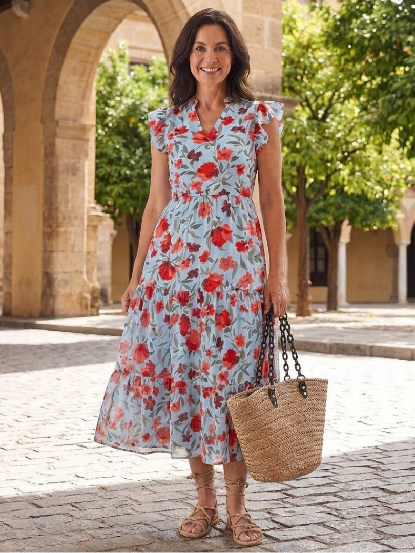 VOREALO | Vestido Largo Estampado Floral < Lila >