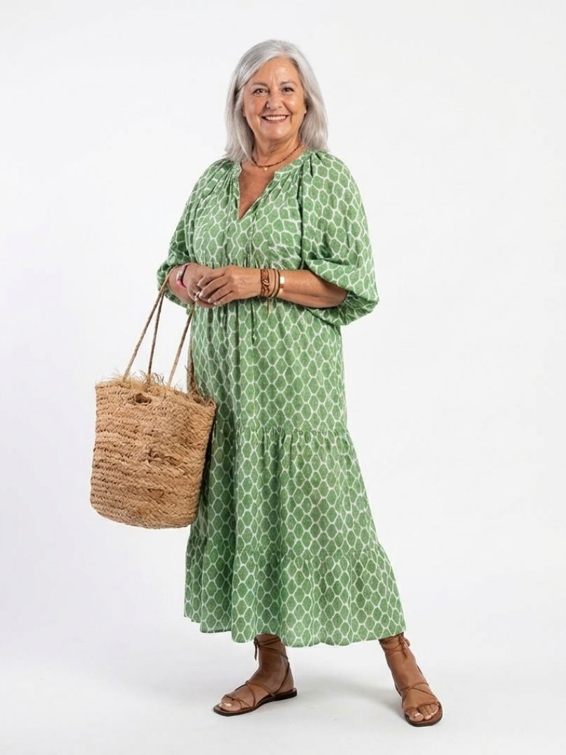 VOREALO | Vestido Largo Estampado Geométrico < Mona >
