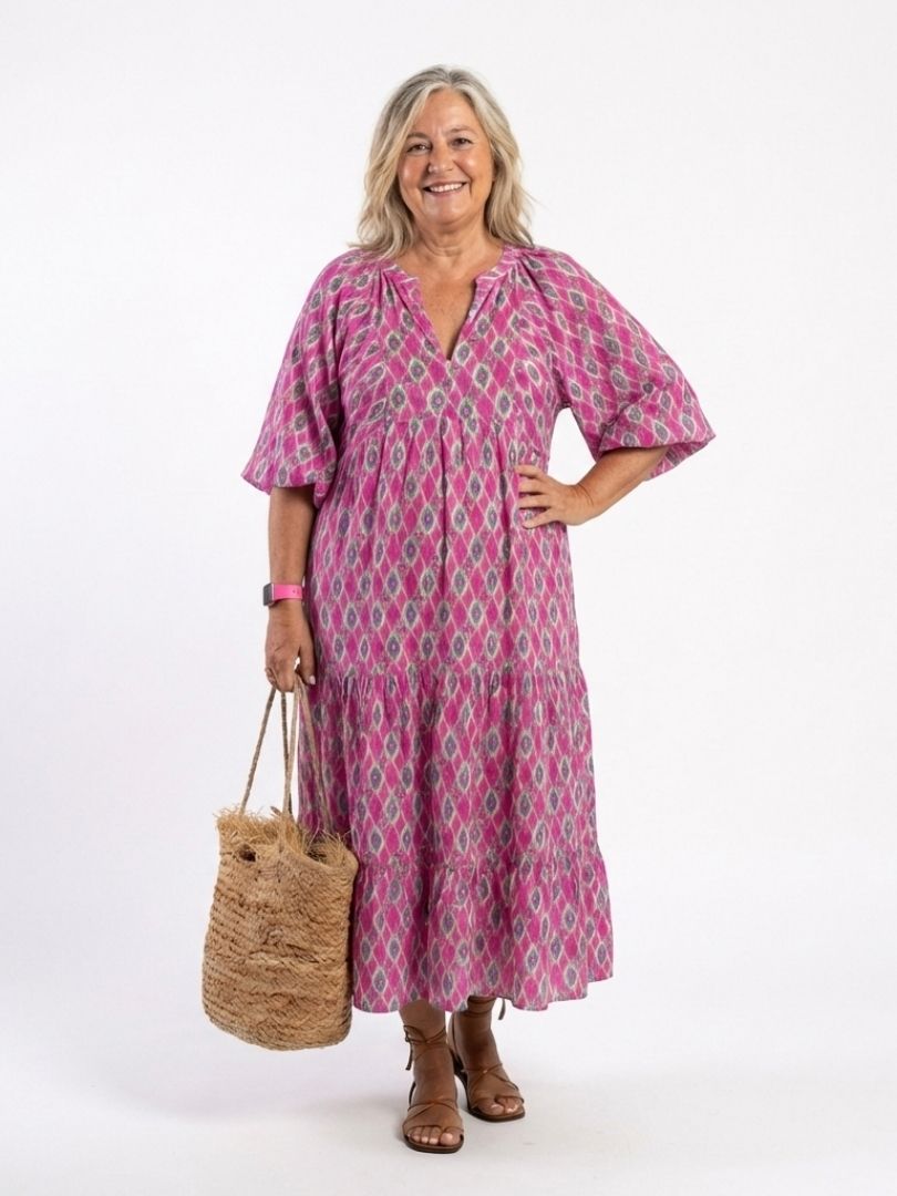 VOREALO | Vestido Largo Estampado Geométrico < Mona >