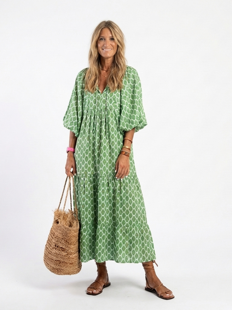 VOREALO | Vestido Largo Estampado Geométrico < Mona >