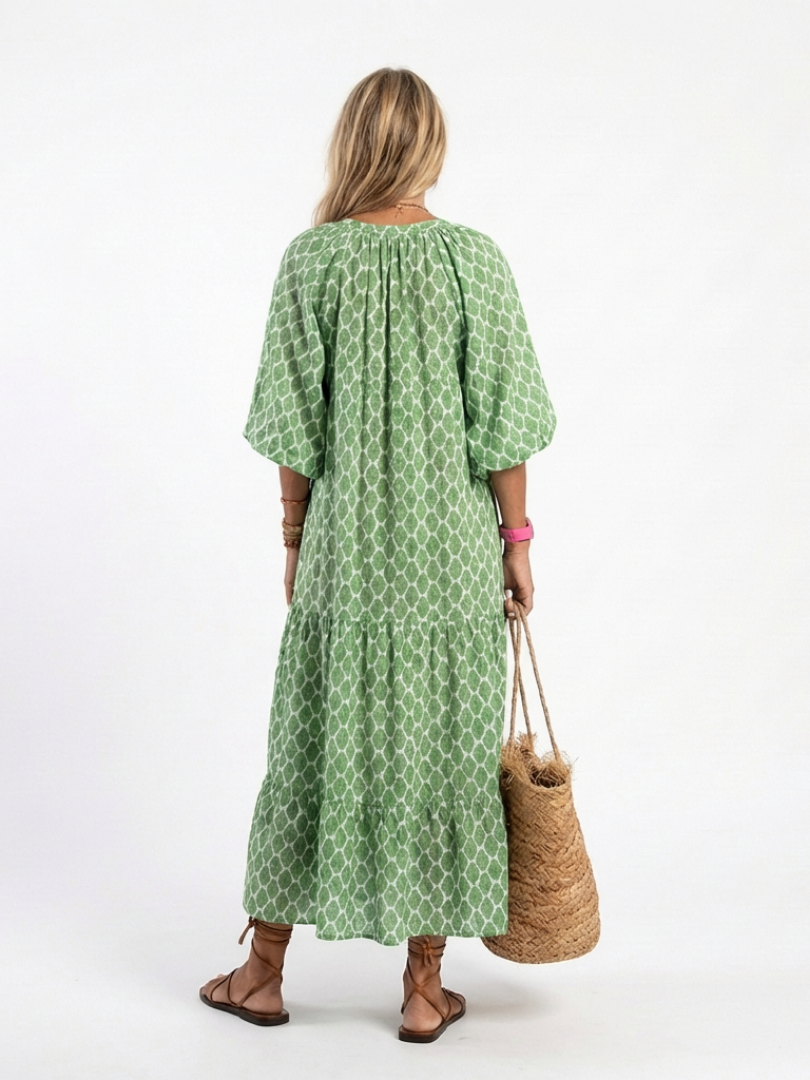 VOREALO | Vestido Largo Estampado Geométrico < Mona >