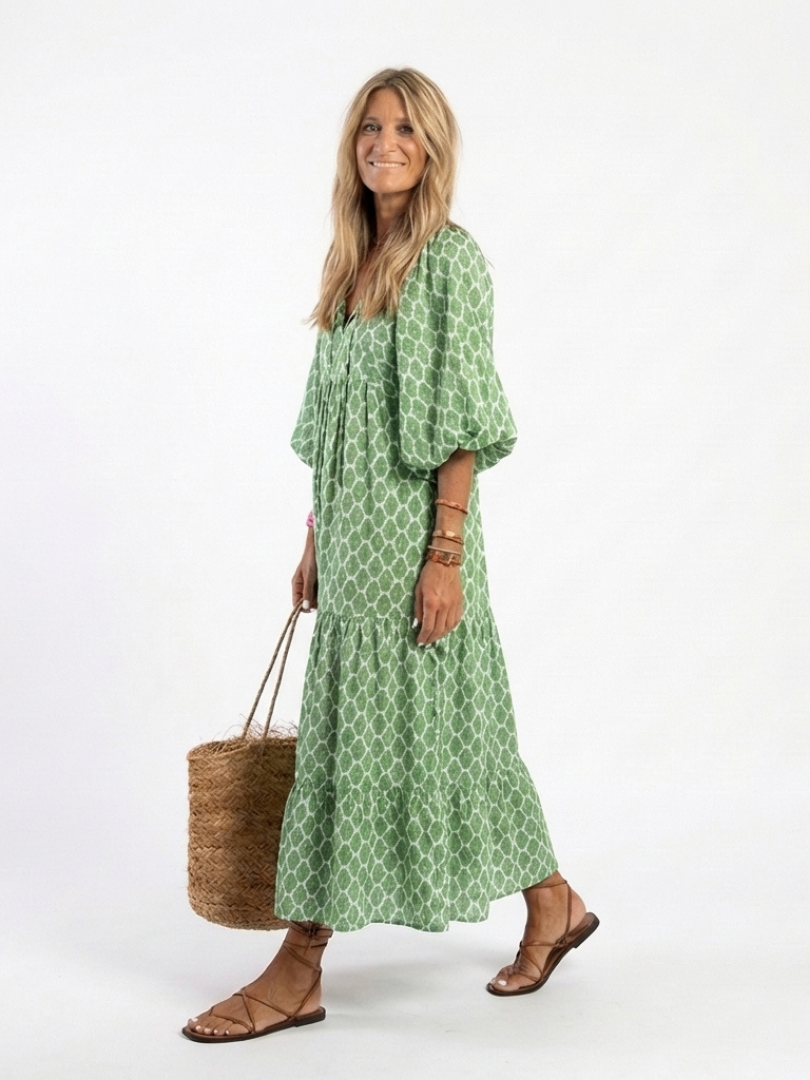 VOREALO | Vestido Largo Estampado Geométrico < Mona >