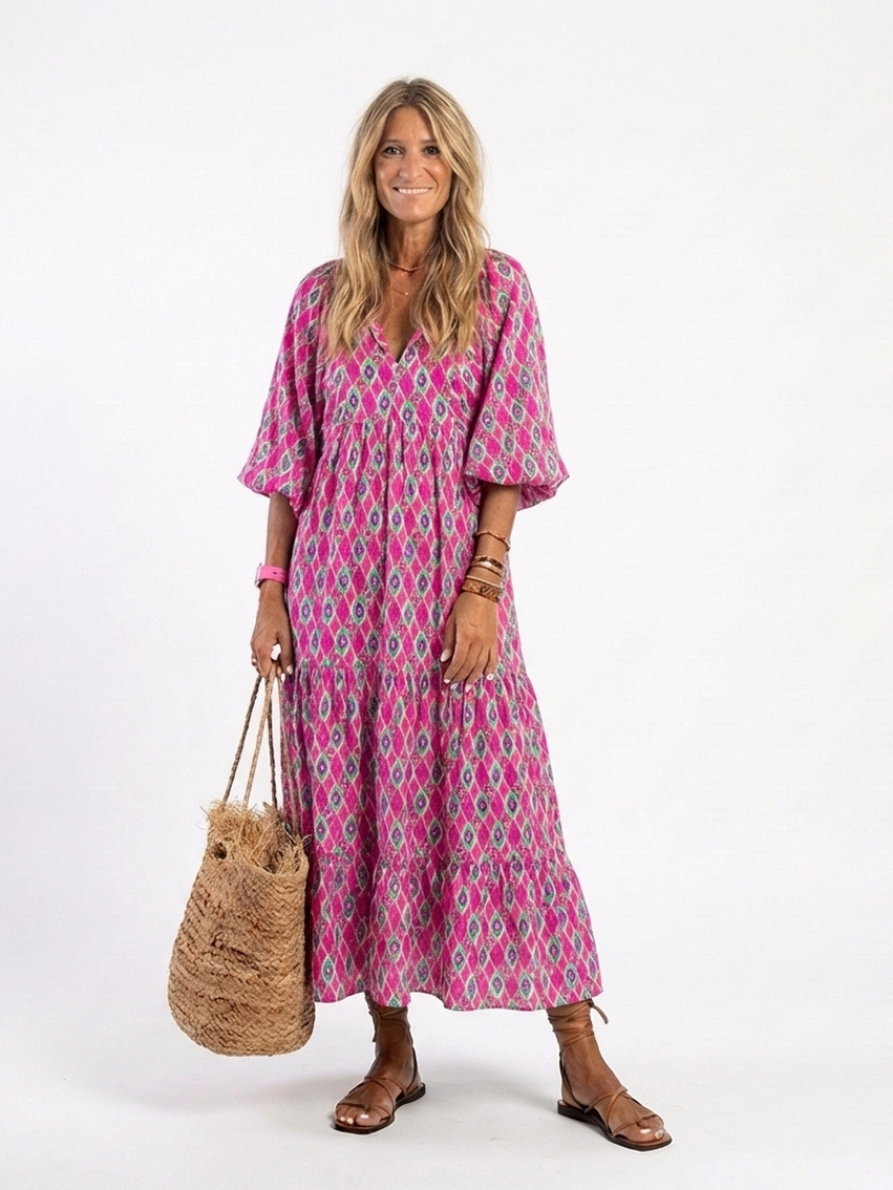 VOREALO | Vestido Largo Estampado Geométrico < Mona >