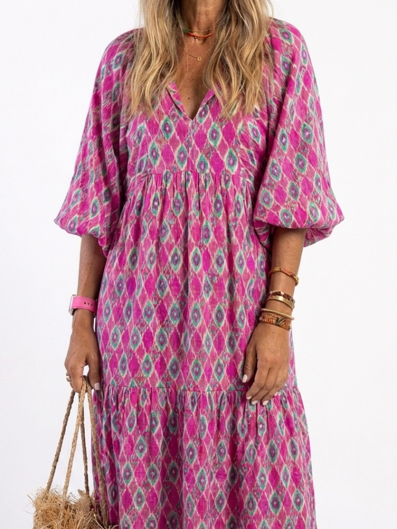 VOREALO | Vestido Largo Estampado Geométrico < Mona >