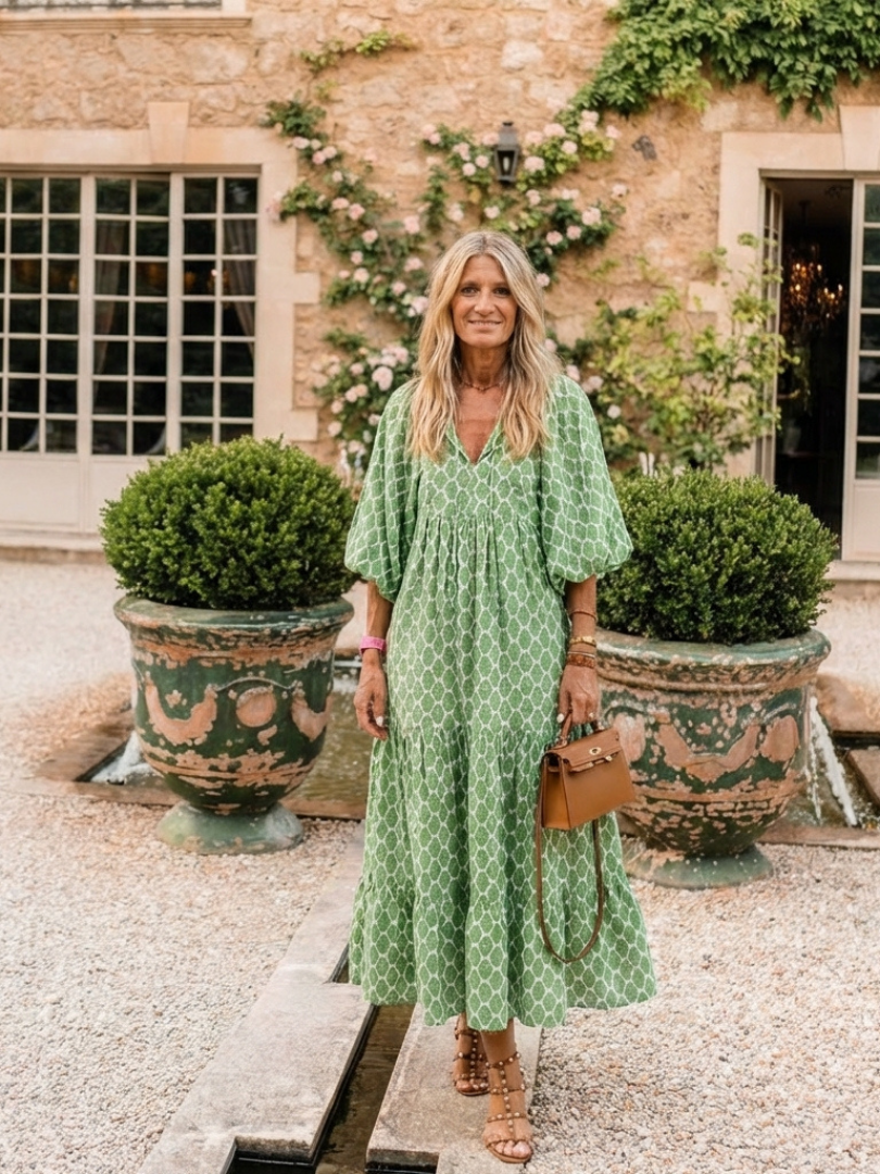 VOREALO | Vestido Largo Estampado Geométrico < Mona >