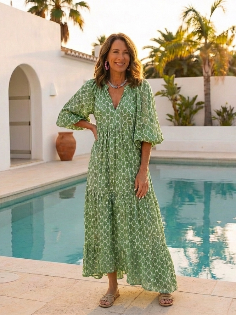 VOREALO | Vestido Largo Estampado Geométrico < Mona >