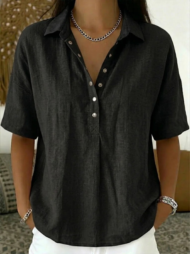 VOREALO | Blusa con cuello y botones < Willow >