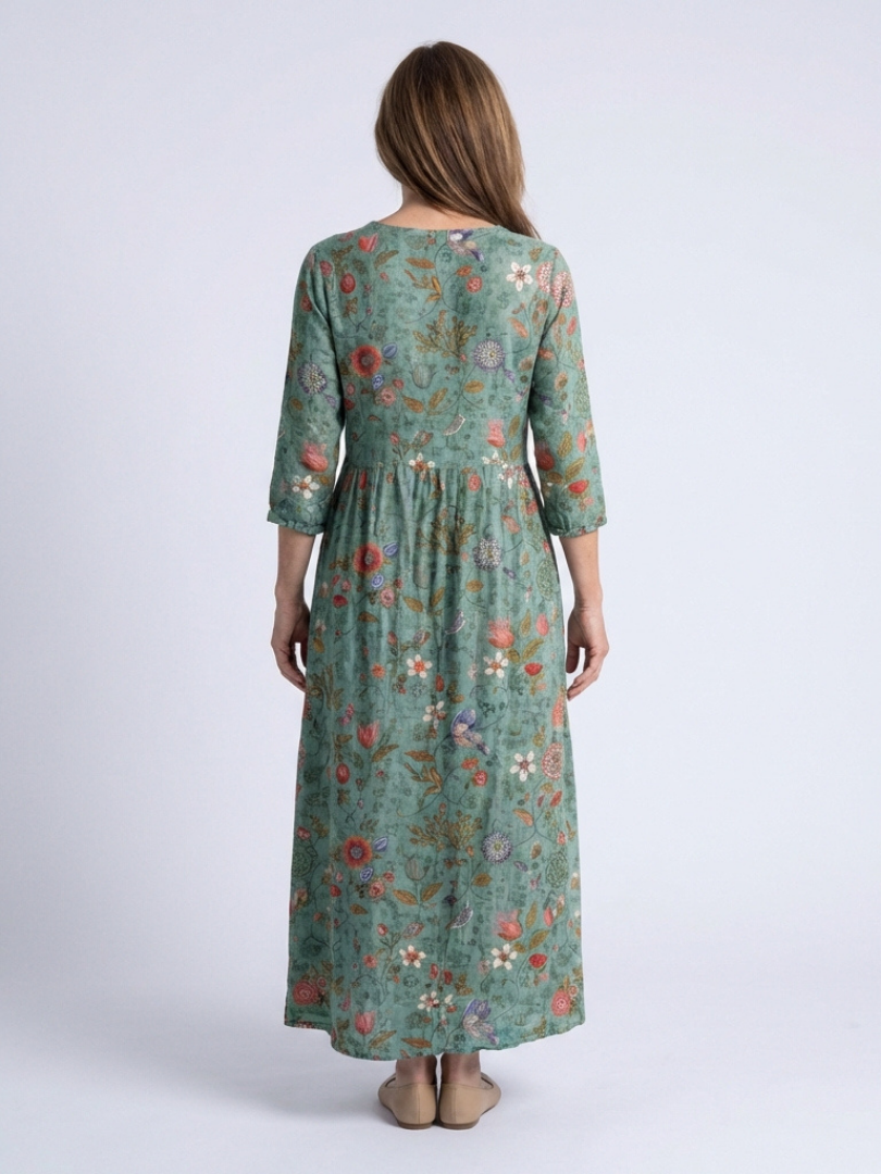 VOREALO | Vestido Largo Mangas Floral < Marina >
