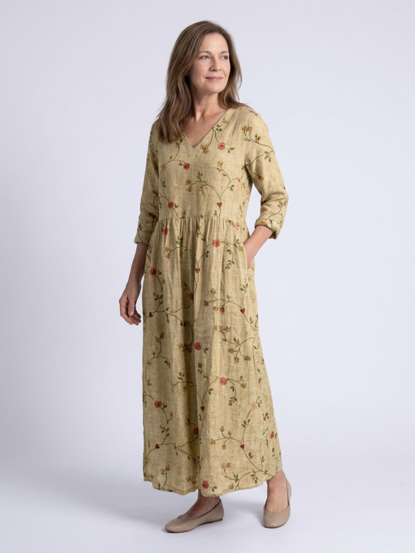 VOREALO | Vestido Largo Mangas Floral < Marina >