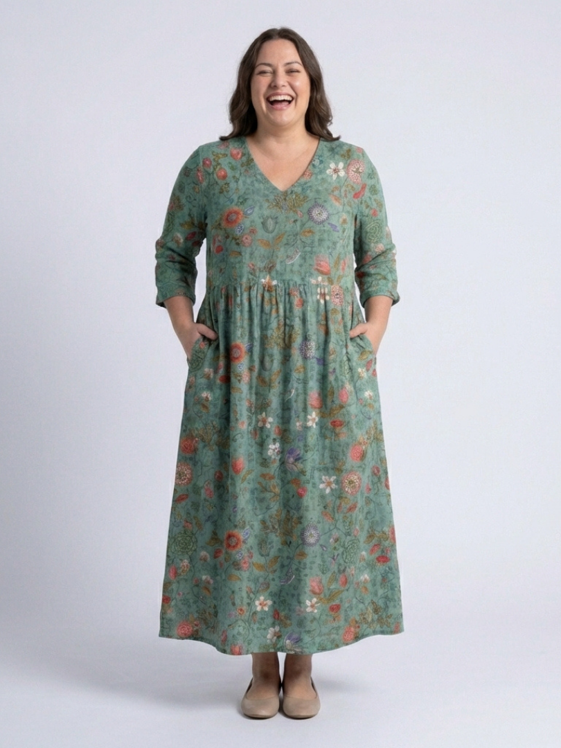 VOREALO | Vestido Largo Mangas Floral < Marina >
