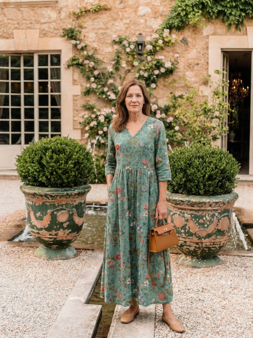 VOREALO | Vestido Largo Mangas Floral < Marina >