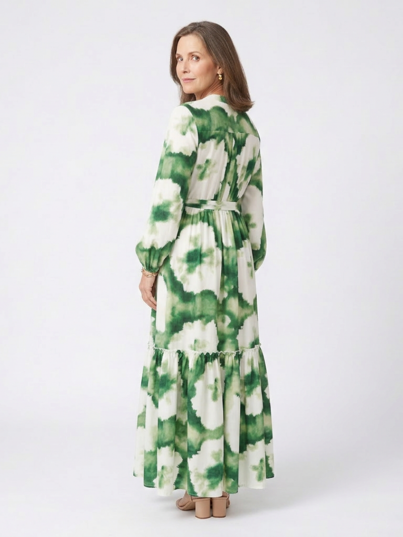 VOREALO | Vestido Largo Floral Verde < Rosa >