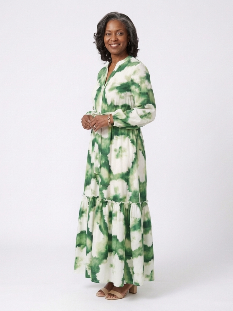 VOREALO | Vestido Largo Floral Verde < Rosa >