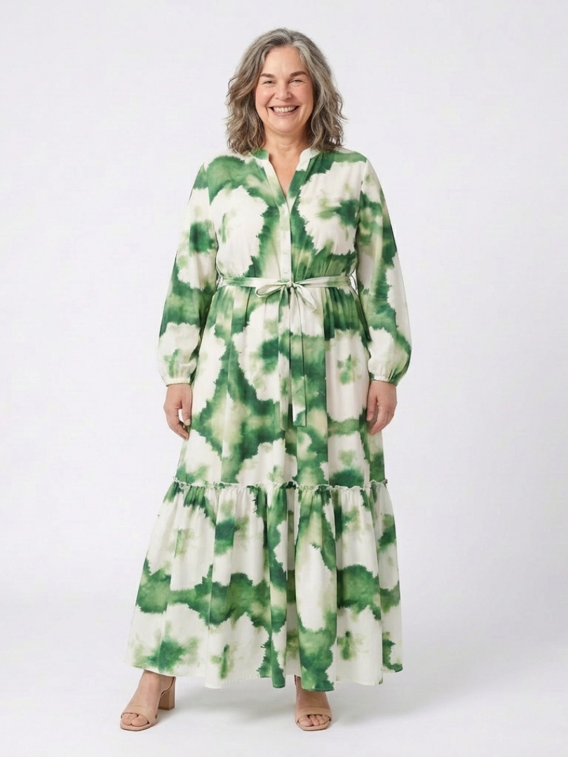 VOREALO | Vestido Largo Floral Verde < Rosa >
