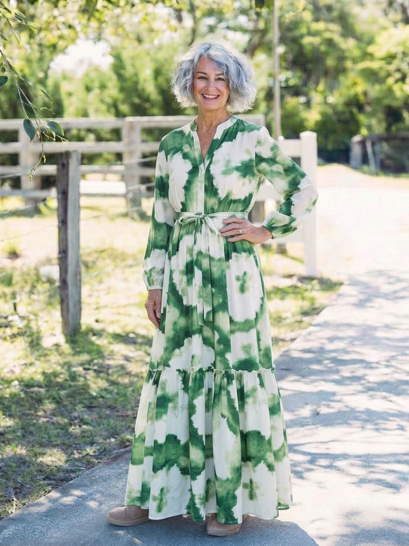 VOREALO | Vestido Largo Floral Verde < Rosa >