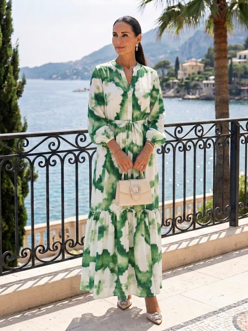 VOREALO | Vestido Largo Floral Verde < Rosa >