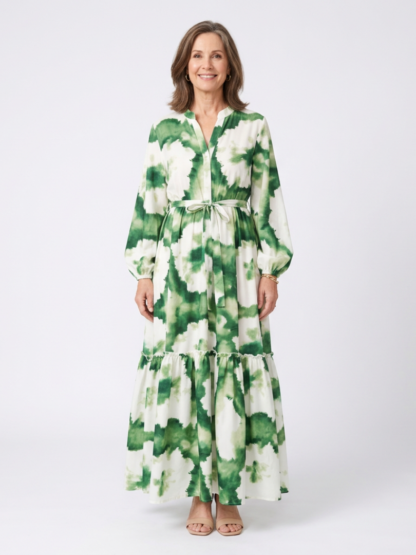 VOREALO | Vestido Largo Floral Verde < Rosa >