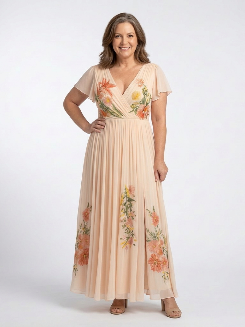 VOREALO | Vestido Largo Floral Con Mangas < Marietta >