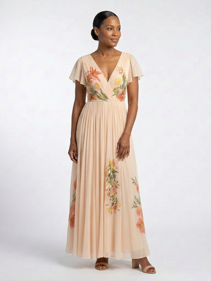 VOREALO | Vestido Largo Floral Con Mangas < Marietta >
