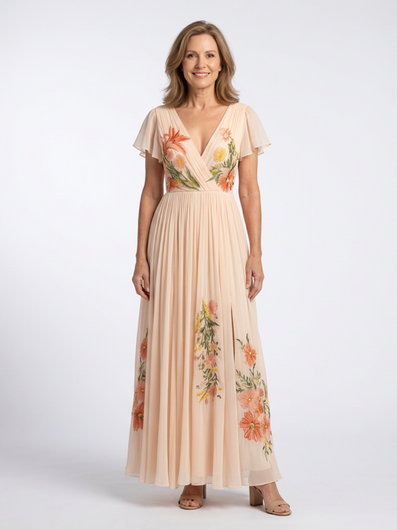 VOREALO | Vestido Largo Floral Con Mangas < Marietta >