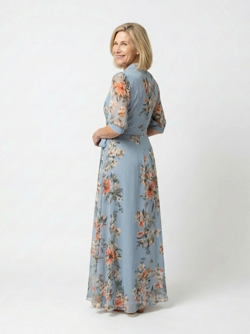 VOREALO | Vestido Azul Floreal < Mar >