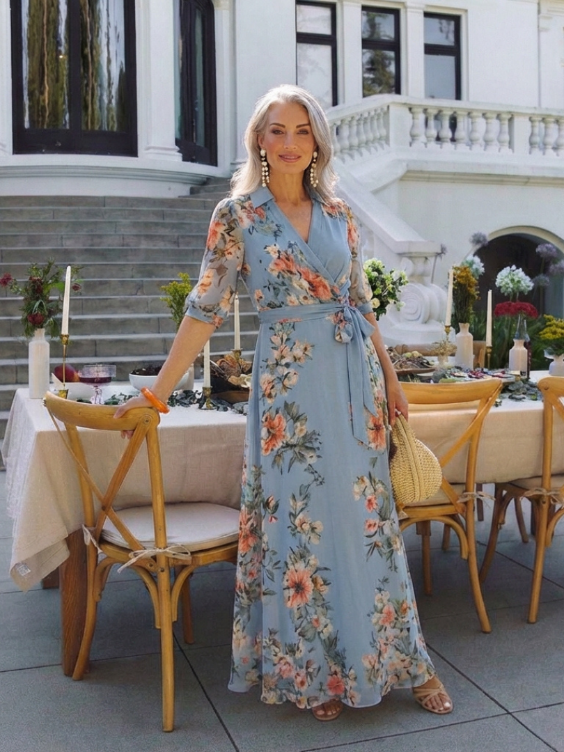 VOREALO | Vestido Azul Floreal < Mar >