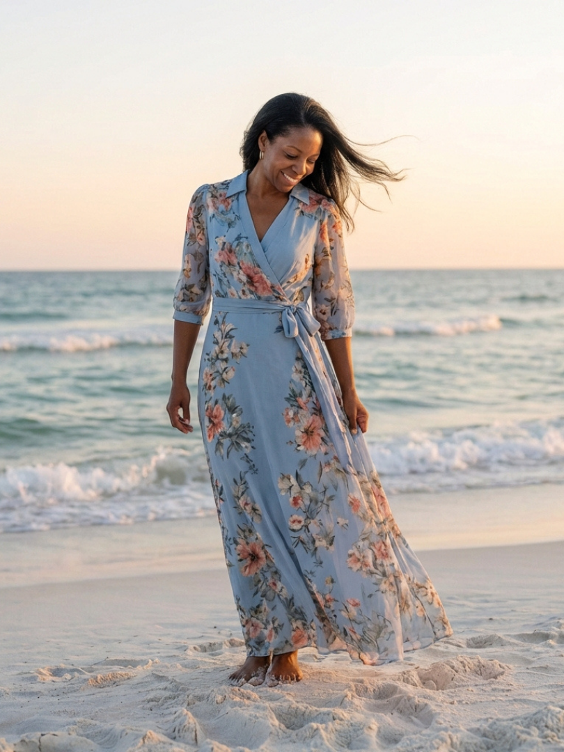 VOREALO | Vestido Azul Floreal < Mar >